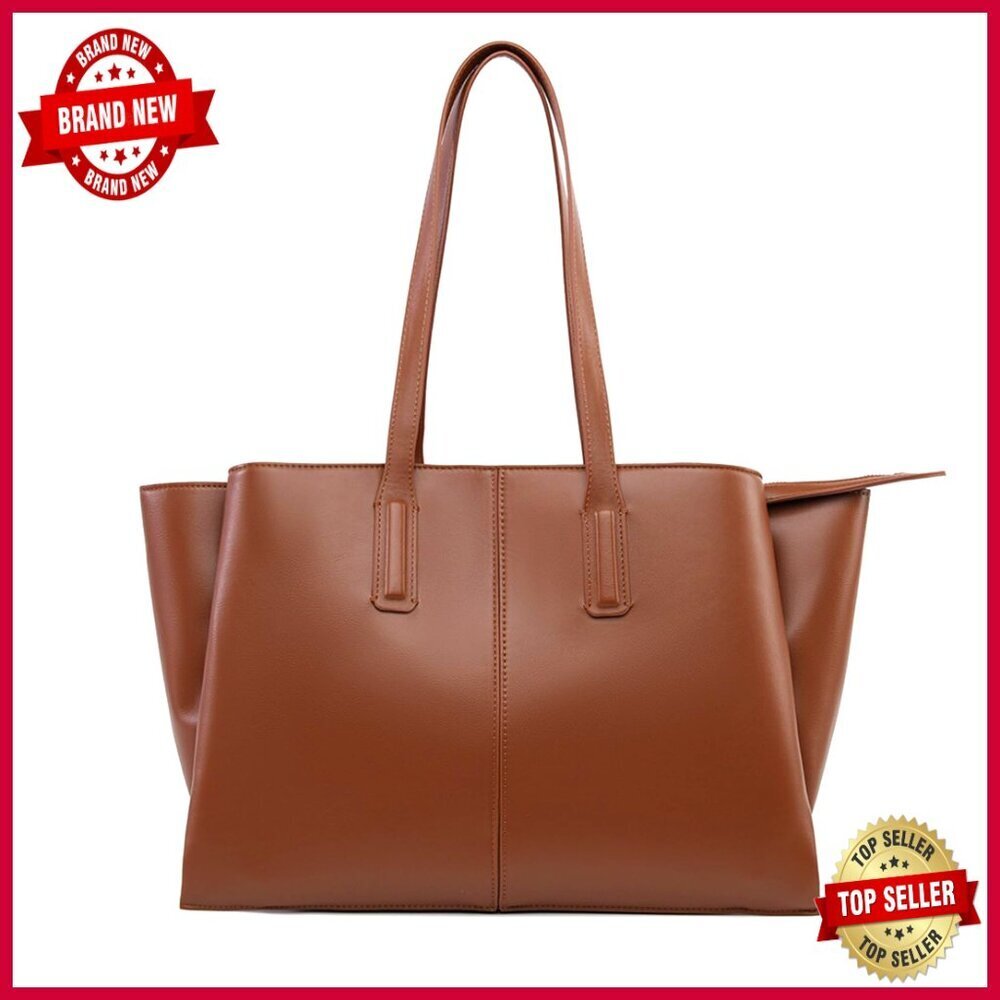 Vegan Leather Work Tote Bag with Laptop Compartment, Professional Office
